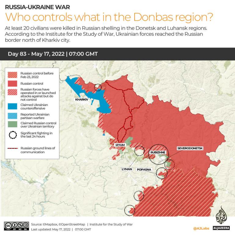 INTERACTIVE Russia Ukraine War Who controls what in Donbas region Day 83