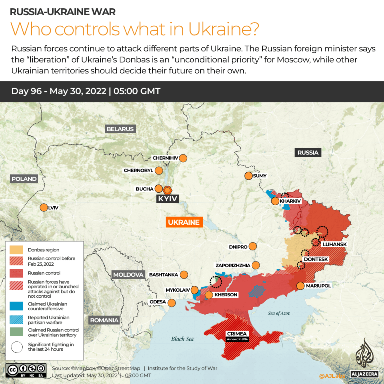INTERACTIVE Russia Ukraine War Who controls what in Ukraine Day 96