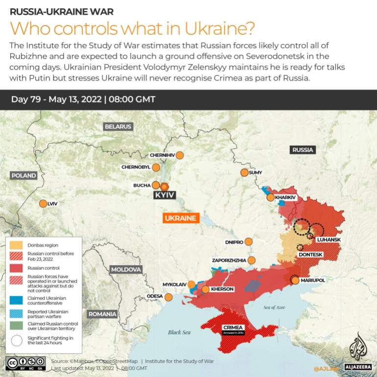 INTERACTIVE_UKRAINE_CONTROL MAP DAY79_May 13_INTERACTIVE Russia Ukraine War Who controls what Day 79