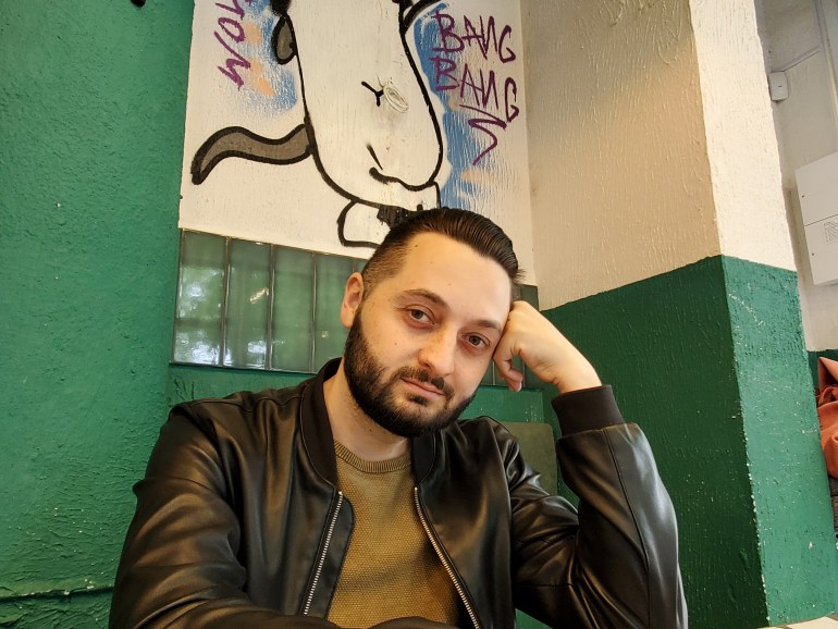 Ismail Kurt-Umer at a cafe in Kyiv