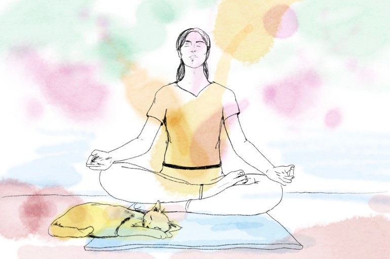 illustration of a woman doing meditation