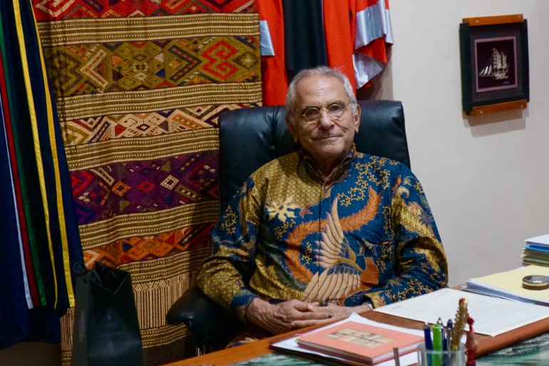 José Ramos-Horta, East Timor's new president, sits at his desk in his personal office. The Nobel laureate came out of retirement to run for office again