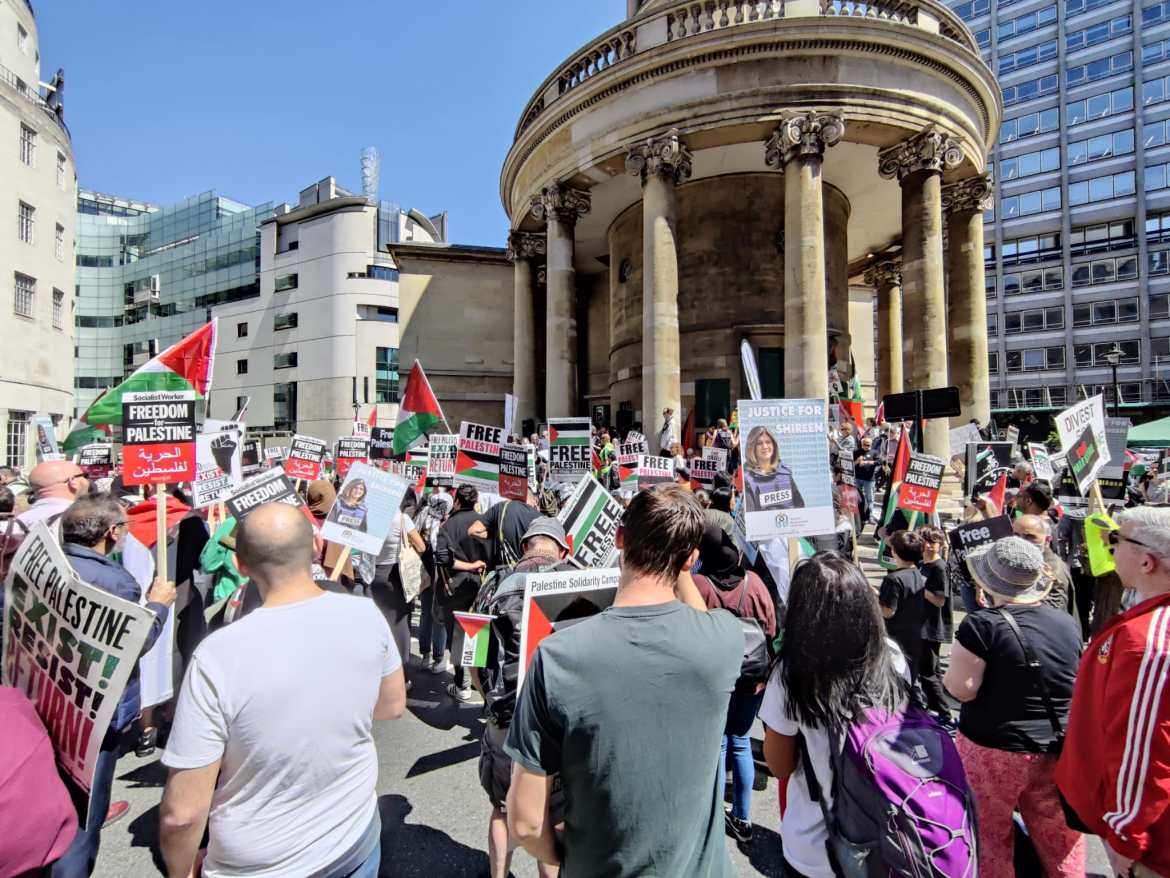 Rally in central London r the murdered Palestinian journalist Shireen Abu Akleh.