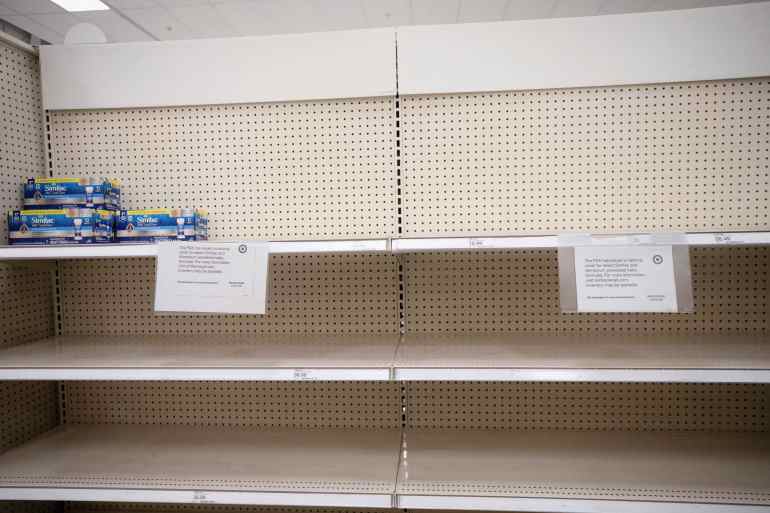 Empty shelves show a shortage of baby formula at a Target store in San Antonio, Texas, U.S.