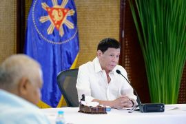 Philippines President Rodrigo Duterte speaks during a meeting with government officials at the Malacanang presidential palace in Manila