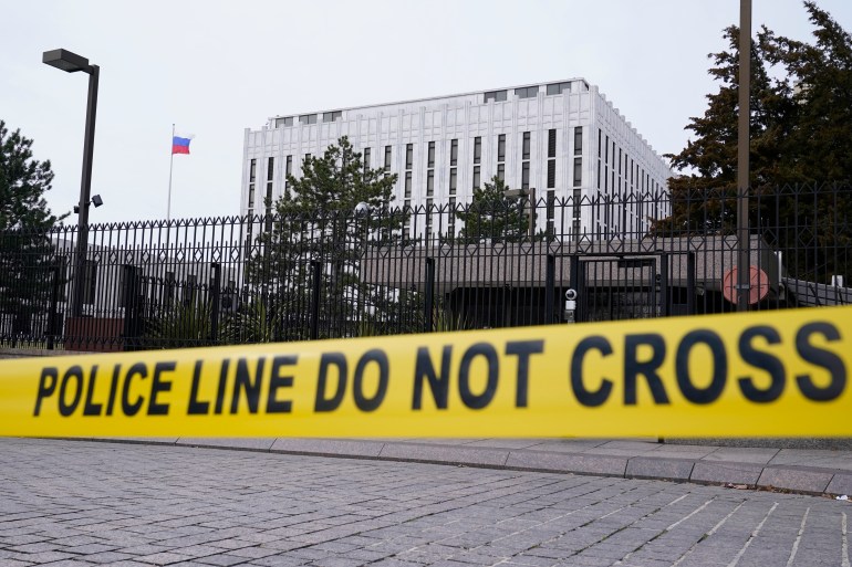The Russian Embassy in Washington DC in March 2022 [File photo: Susan Walsh/AP]