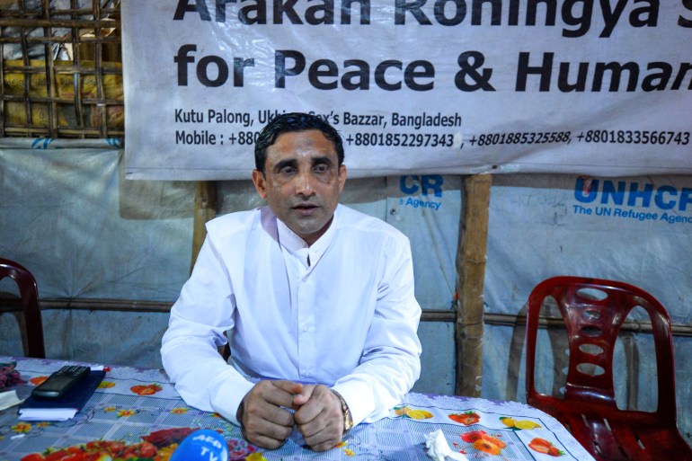 In this photo taken on July 24, 2019, Rohingya community leader Mohib Ullah poses for a photo in Kutupalong refugee camp in Ukhia, Bangladesh