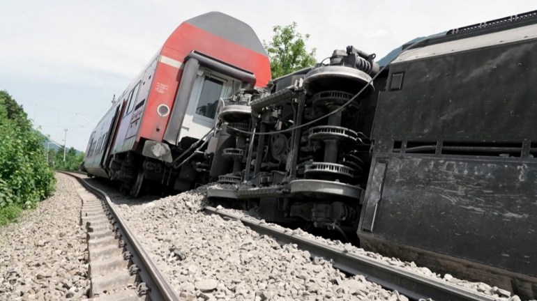A derailed train in Germany