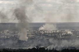 Smoke is seen rising amid fighting in Severodonetsk