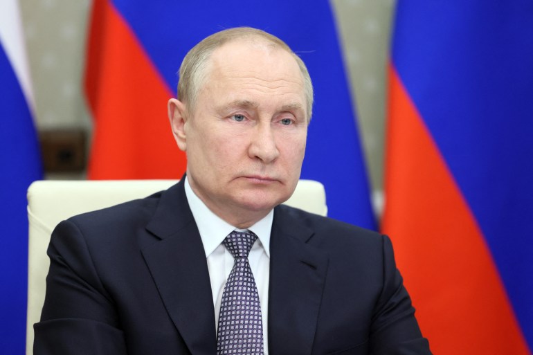 Russian President Vladimir Putin attends a BRICS Plus session