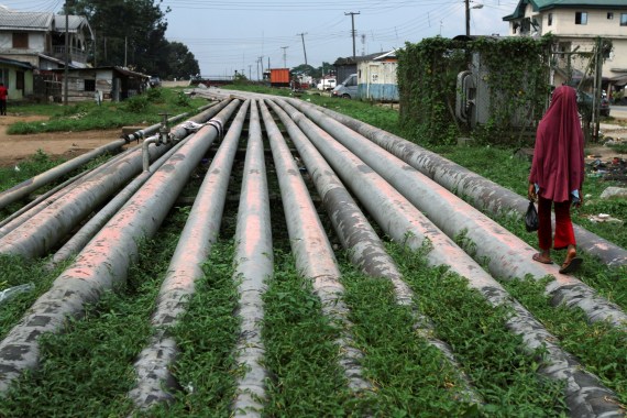 A gas pipeline running through Okrika community near Nigeria's oil hub city of Port Harcourt
