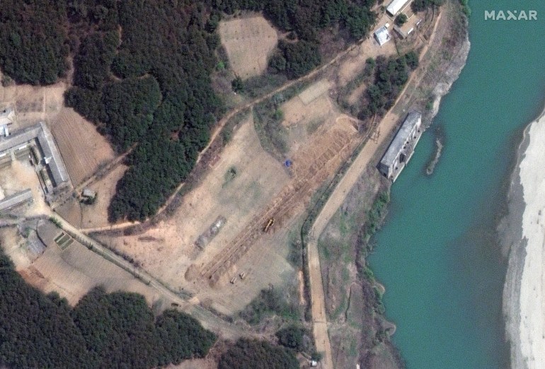 A satellite image shows a closer overview of a new excavation activity at the Yongbon nuclear complex in North Korea