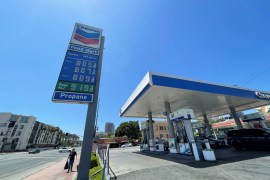 Gas prices over the $8.00 mark are advertised at a Chevron Station in Los Angeles, California, U.S.