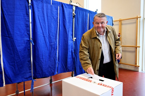 Former Danish prime minister Lars Lokke Rasmussen voting