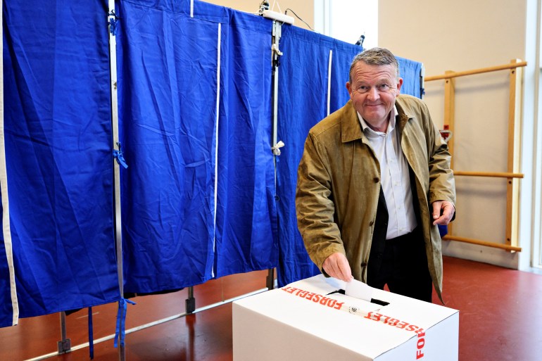 Former Danish prime minister Lars Lokke Rasmussen voting