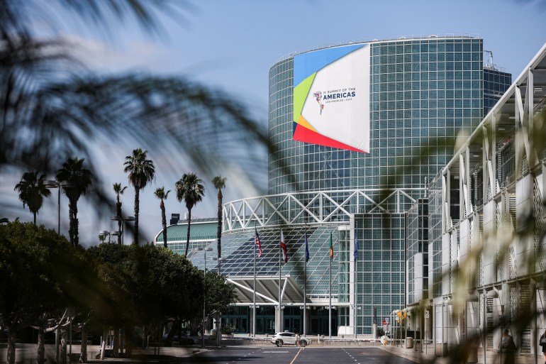 General view shows the LA Convention Center during the first day of the Ninth Americas Summit in Los Angeles, U.S.