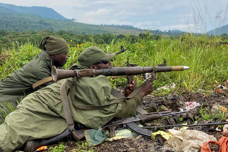 Armed Forces of the Democratic Republic of the Congo are seen taking positions near the border with Rwanda