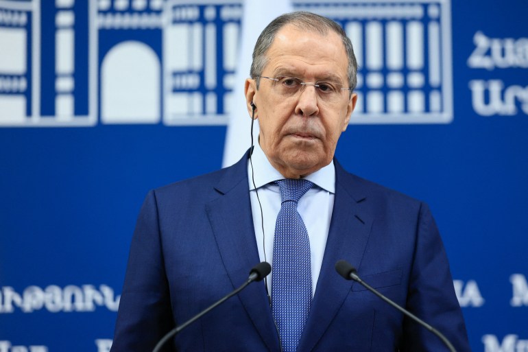 Russia's Foreign Minister Sergei Lavrov attends a news conference following talks with his Armenian counterpart Ararat Mirzoyan in Yerevan, Armenia, June 9, 2022. 
