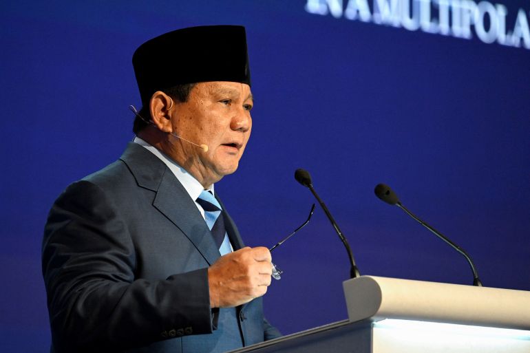 Indonesia's Defence Minister Prabowo Subianto speaks at the second plenary session of the 19th Shangri-La Dialogue in Singapore June 11, 2022.