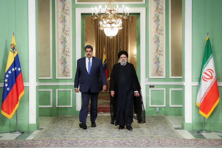 Iranian President Ebrahim Raisi and Venezuelan President Nicolas Maduro in Tehran.