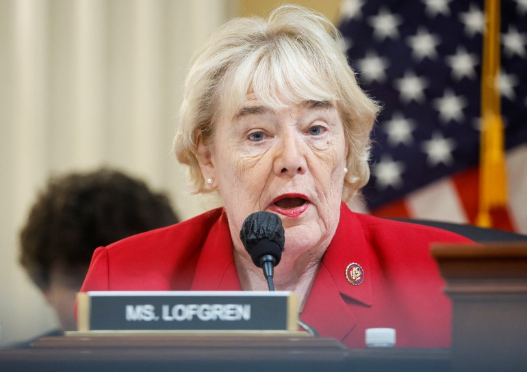 U.S. Representative Zoe Lofgren (D-CA) speaks during the second public hearing on the January 6 committee