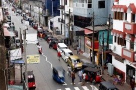 Queue of cars in street