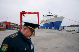 A Russian customs officer works at a commercial port in Baltiysk, Kaliningrad region, Russia [File: Vitaly Nevar/Reuters]