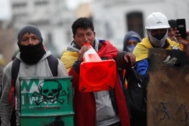 Indigenous people protest in Quito, Ecuador