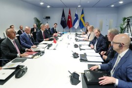 Turkish President Recep Tayyip Erdogan has hailed the agreement with Finland and Sweden as a triumph [Murat Cetinmuhurdar/Turkish Presidential Press Office/Handout via Reuters]