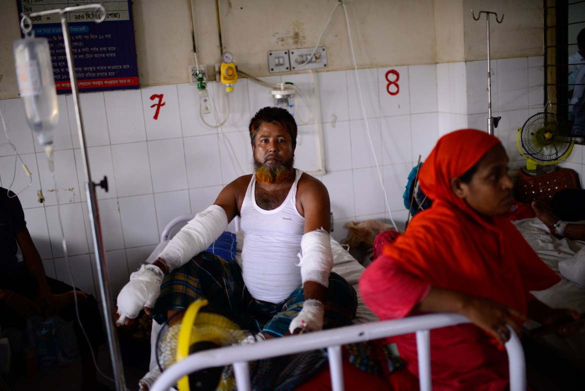 Injured victims of BM Container Depot at Sitakunda in Chittagong are receiving treatment at a hospital in Chittagong.