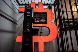 A Bitcoin automated teller machine (ATM) in a kiosk in Barcelona, Spain