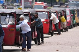 Auto drivers queue up for fuel in Colombo, Sri Lanka