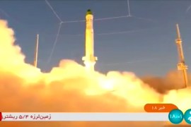 In this frame grab from video footage released Sunday, June 26, 2022 by Iran state TV, IRINN, shows an Iranian satellite-carrier rocket, called &#39;Zuljanah,&#39; blasting off from an undisclosed location in Iran [IRINN via AP Photo]