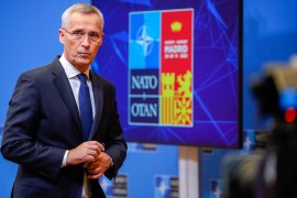 NATO Secretary-General Jens Stoltenberg ahead of the NATO heads of state summit in Madrid beginning on Tuesday, June 28 [Olivier Matthys/AP]