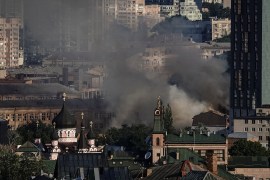 Smoke rises after a missile attack in Kyiv, Ukraine June 26, 2022 [Anna Voitenko/Reuters]
