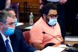 Richard Rojas, right, appears in court for the start of his trial in New York