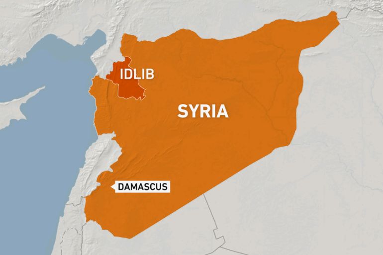 Map of Idlib province with Damascus