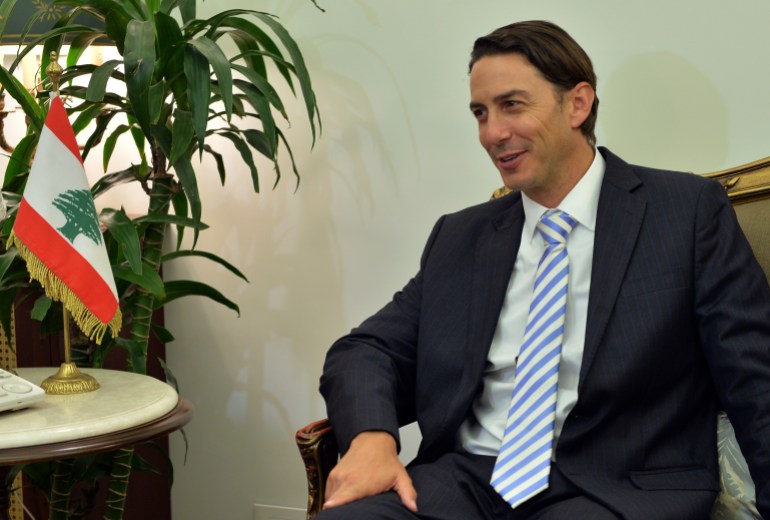 27667 U.S. Deputy Assistant Secretary of State for Energy Foreign Affairs, Amos Hochstein, meets with Lebanese Foreign Minister, Gibran Bassil (not pictured), at the State Department in Beirut, Lebanon, July 2, 2015. Press release. reported, Hochstein arrived in Beirut 1 July for two days of meetings with Lebanese officials to discuss the economic situation in Lebanon and other regional energy issues.  EPA / WAEL HAMZEH