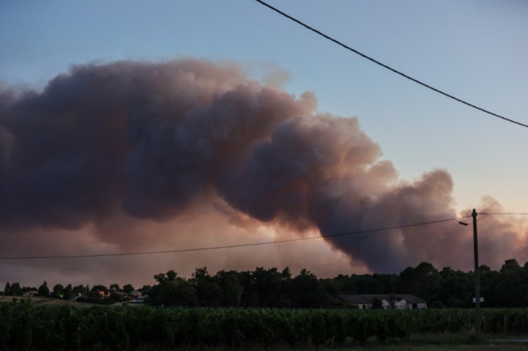 A smoke cloud is seen in France