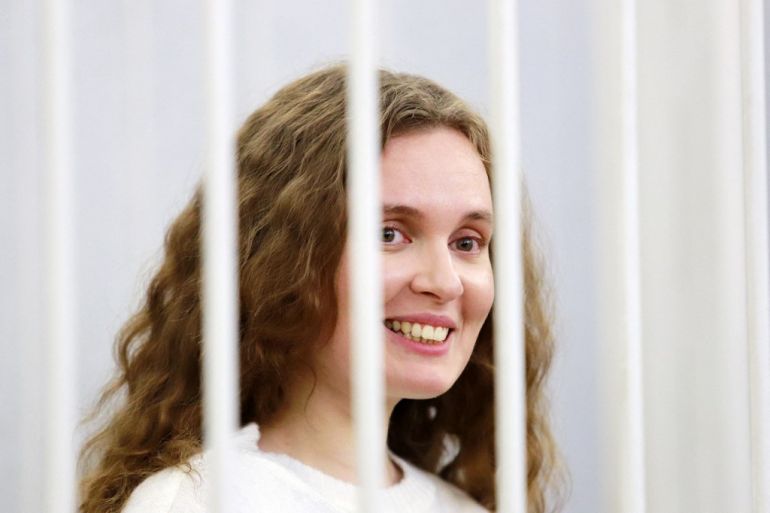 Katerina Bakhvalova in a courtroom cage