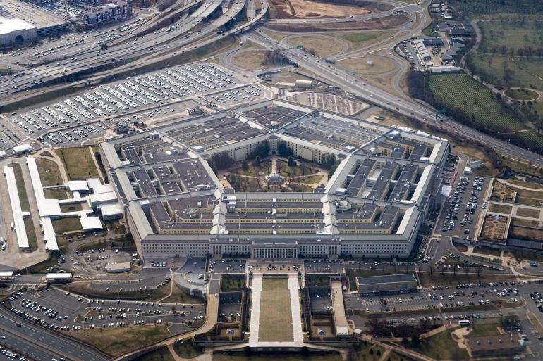 The Pentagon is seen from the air in Washington, DC