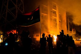 Protesters set fire to the House of Representatives building in Tobruk, eastern Libya [File: Reuters]