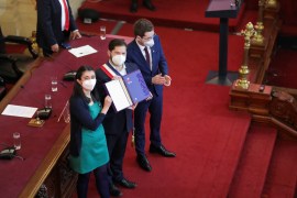 Chile constituent assembly leaders hand over draft of new constitution to president Boric
