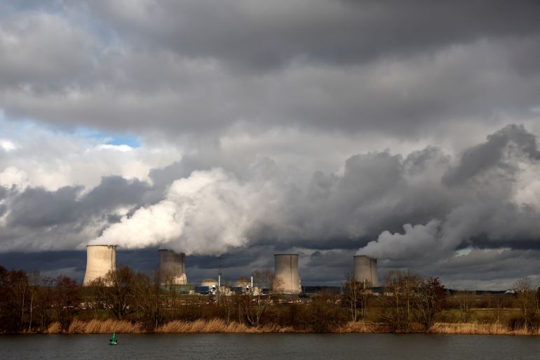 A general view shows the four cooling towers and the reactors of the Electricite de France (EDF) nuclear power plant in Cattenom, France