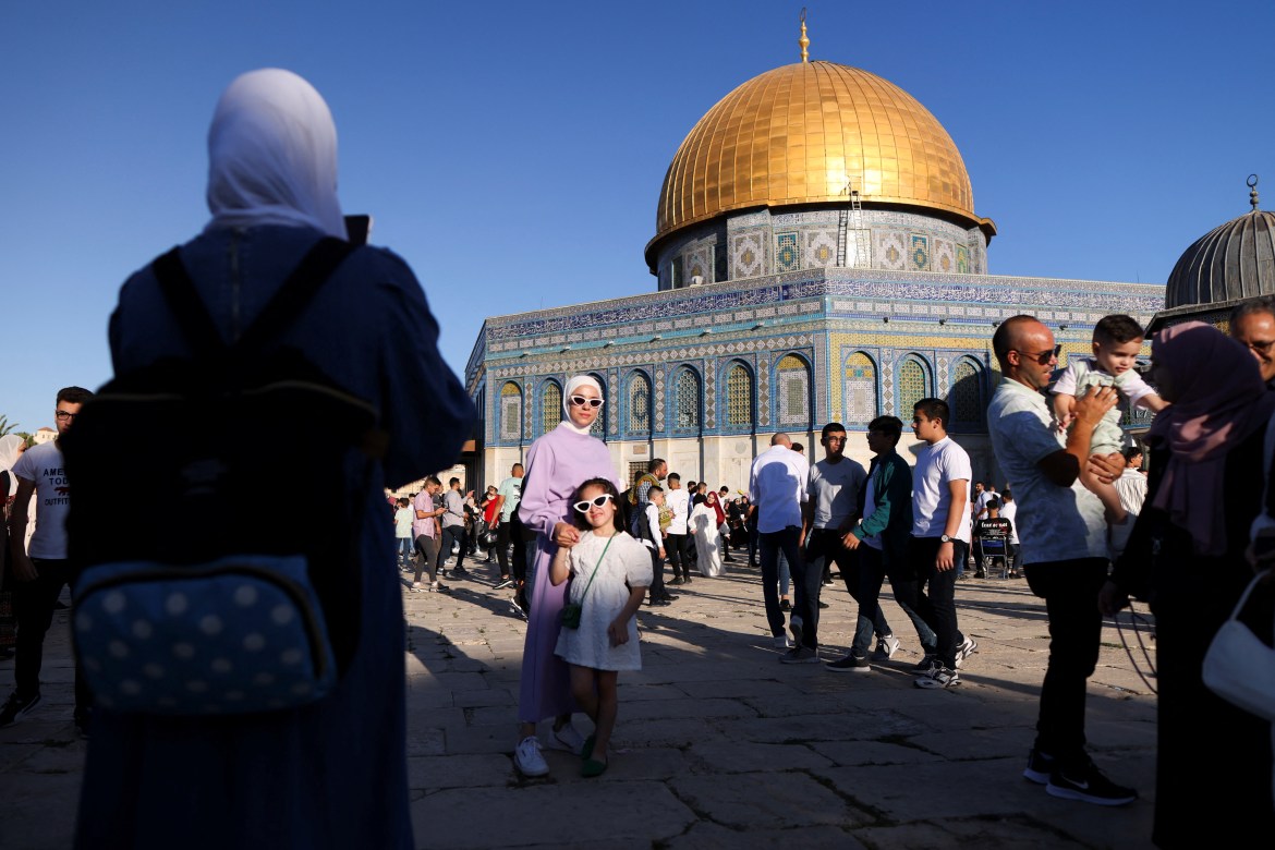 Palestinians celebrate on the first day of Muslim holiday of Eid al-Adha