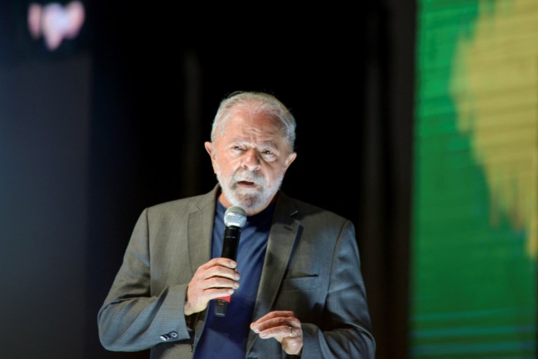 Brazil's former President Luiz Inacio Lula da Silva attends a pre-campaign event in Brasilia, Brazil