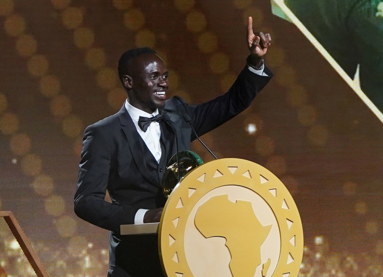 Sadio Mane after winning the African Footballer of the Year award