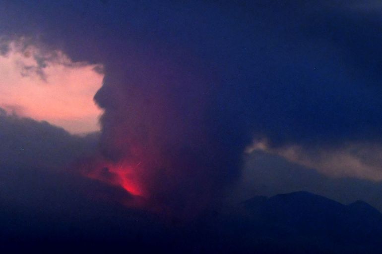 A remote camera image show shows an eruption of Sakurajima in Tarumizu, Kumamoto prefecture, western Japan