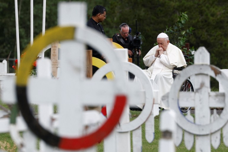 Pope Francis at cemetery in Maskwacis, Alberta
