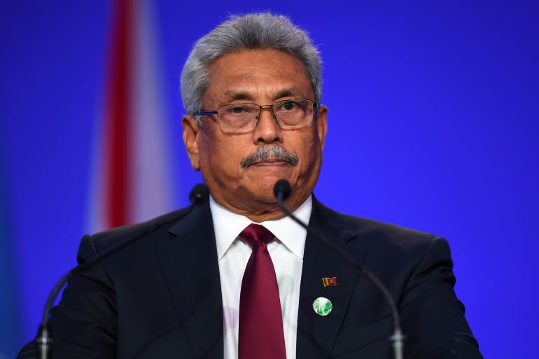 Gotabaya Rajapaksa speaks during the opening ceremony of the UN Climate Change Conference COP26 in Glasgow, Scotland